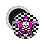 Pink Star Skull Checker 2.25  Magnet