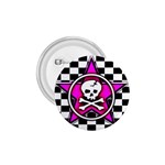 Pink Star Skull Checker 1.75  Button