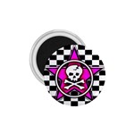 Pink Star Skull Checker 1.75  Magnet