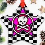 Pink Star Skull Checker Ornament (Star)