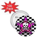 Pink Star Skull Checker 1.75  Button (100 pack) 