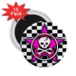 Pink Star Skull Checker 2.25  Magnet (10 pack)