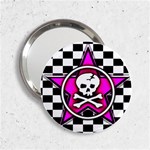 Pink Star Skull Checker 2.25  Handbag Mirror