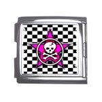 Pink Star Skull Checker Mega Link Italian Charm (18mm)