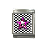 Pink Star Skull Checker Italian Charm (13mm)