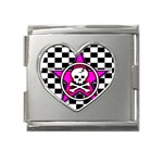 Pink Star Skull Checker Mega Link Heart Italian Charm (18mm)