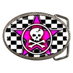 Pink Star Skull Checker Belt Buckle