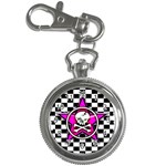 Pink Star Skull Checker Key Chain Watch