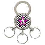 Pink Star Skull Checker 3-Ring Key Chain