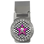 Pink Star Skull Checker Money Clip (CZ)