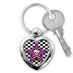 Pink Star Skull Checker Key Chain (Heart)