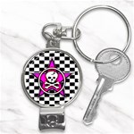 Pink Star Skull Checker Nail Clippers Key Chain