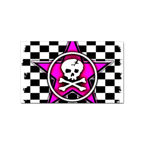 Pink Star Skull Checker Sticker (Rectangular) from ArtsNow.com Front