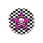Pink Star Skull Checker Magnet 3  (Round)