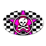 Pink Star Skull Checker Magnet (Oval)