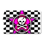 Pink Star Skull Checker Magnet (Rectangular)