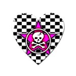 Pink Star Skull Checker Magnet (Heart)