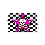 Pink Star Skull Checker Magnet (Name Card)