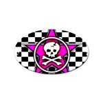 Pink Star Skull Checker Sticker Oval (10 pack)