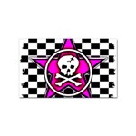 Pink Star Skull Checker Sticker Rectangular (10 pack)