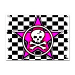 Pink Star Skull Checker Sticker A4 (10 pack)