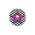 Pink Star Skull Checker Golf Ball Marker (4 pack)