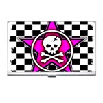 Pink Star Skull Checker Business Card Holder