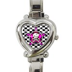 Pink Star Skull Checker Heart Italian Charm Watch