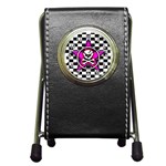 Pink Star Skull Checker Pen Holder Desk Clock