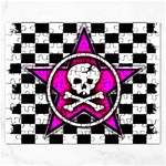 Pink Star Skull Checker Jigsaw Puzzle (Rectangular)