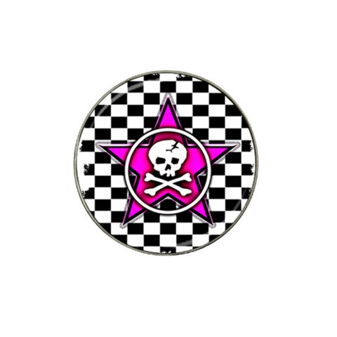 Pink Star Skull Checker Hat Clip Ball Marker (10 pack) from ArtsNow.com Front