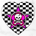 Pink Star Skull Checker Jigsaw Puzzle (Heart)