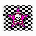 Pink Star Skull Checker Glasses Cloth (Small)