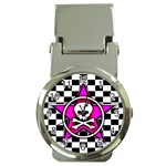 Pink Star Skull Checker Money Clip Watch