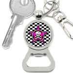 Pink Star Skull Checker Bottle Opener Key Chain