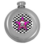 Pink Star Skull Checker Hip Flask (5 oz)