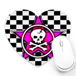 Pink Star Skull Checker Mousepad (Heart)