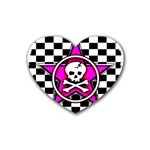 Pink Star Skull Checker Heart Coaster (4 pack)