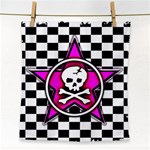 Pink Star Skull Checker Face Towel