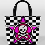 Pink Star Skull Checker Bucket Bag