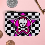 Pink Star Skull Checker Mini Coin Purse