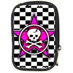 Pink Star Skull Checker Compact Camera Leather Case