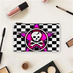 Pink Star Skull Checker Cosmetic Bag (Small)