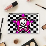 Pink Star Skull Checker Cosmetic Bag (Medium)