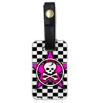 Pink Star Skull Checker Luggage Tag (one side)