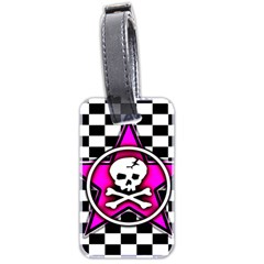Pink Star Skull Checker Luggage Tag (two sides) from ArtsNow.com Back