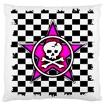 Pink Star Skull Checker Large Cushion Case (Two Sides)