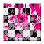 Pink Star Splatter Tile Coaster