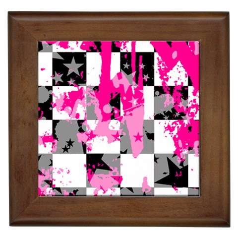 Pink Star Splatter Framed Tile from ArtsNow.com Front