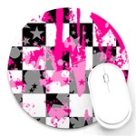 Pink Star Splatter Round Mousepad